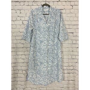 Coolibar Oxford Shirt Dress Shift Shirtdress UPF 50+ Blue White Womens Size M